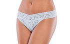 Thong, rhinestones, floral lace